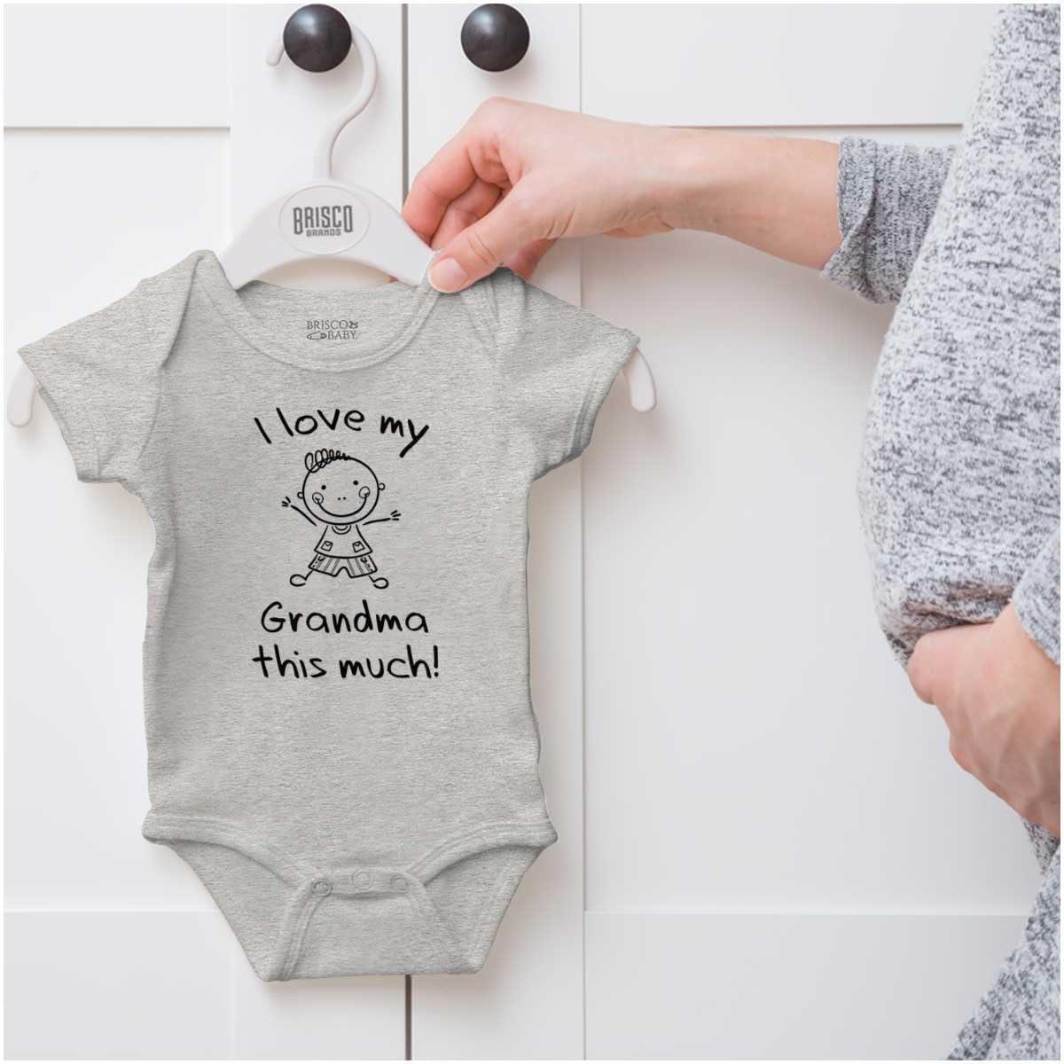 imageBrisco Brands I Love My Grandma This Much Cute Baby Romper Boys or GirlsHeather