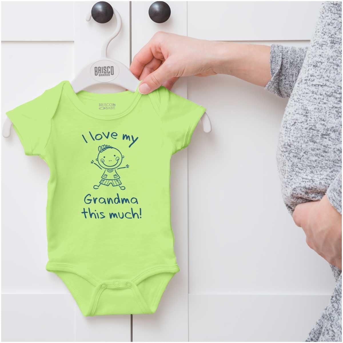imageBrisco Brands I Love My Grandma This Much Cute Baby Romper Boys or GirlsKey Lime