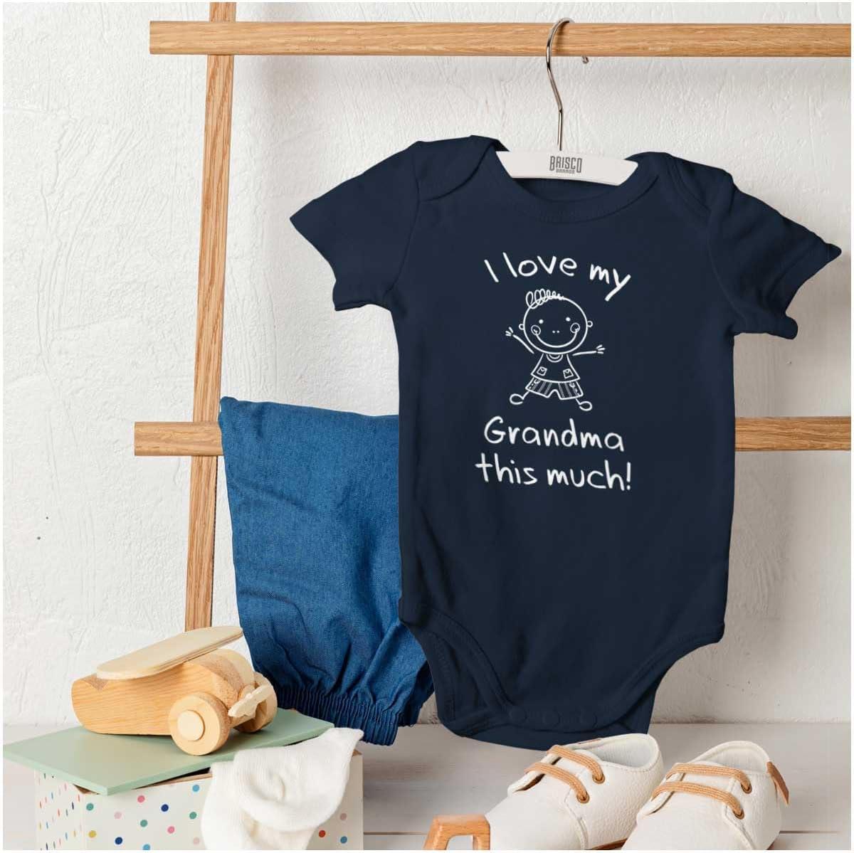 imageBrisco Brands I Love My Grandma This Much Cute Baby Romper Boys or GirlsNavy