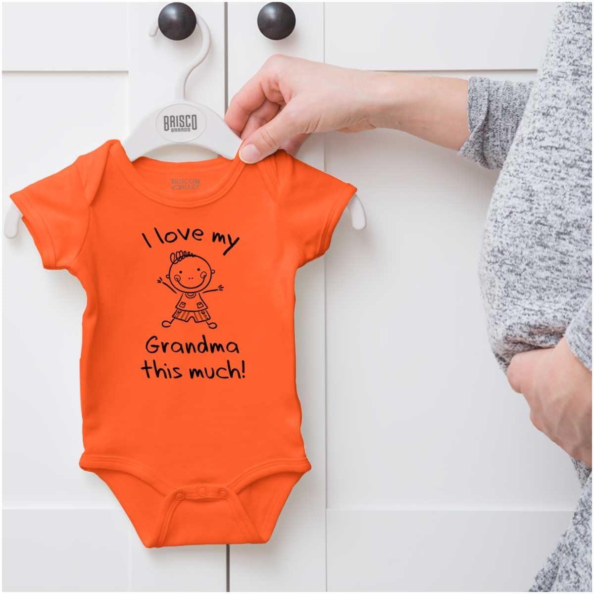 imageBrisco Brands I Love My Grandma This Much Cute Baby Romper Boys or GirlsOrange