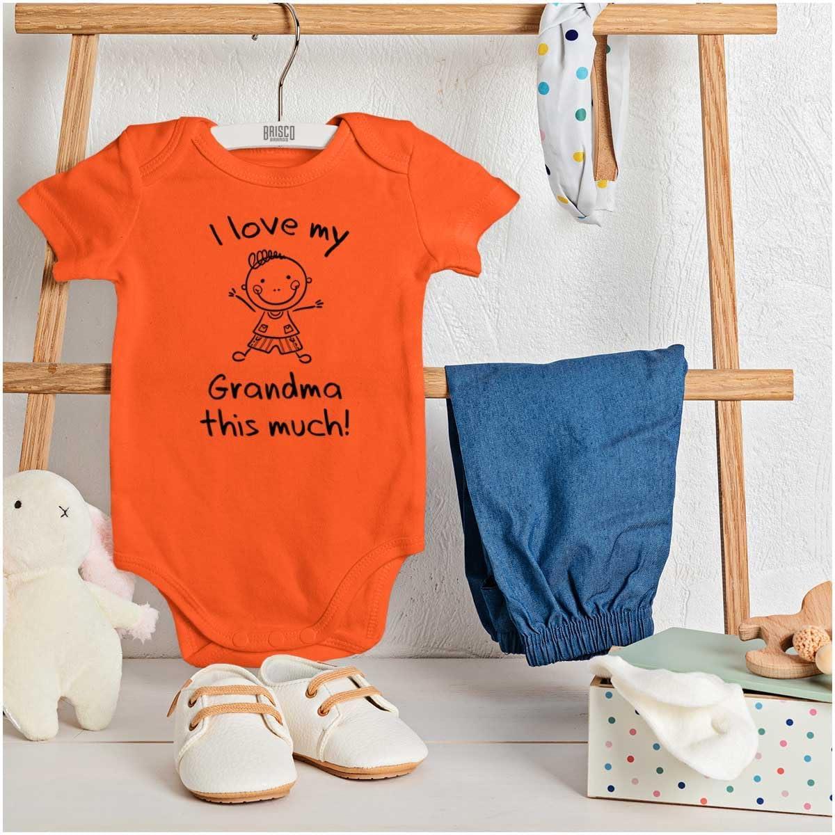 imageBrisco Brands I Love My Grandma This Much Cute Baby Romper Boys or GirlsOrange