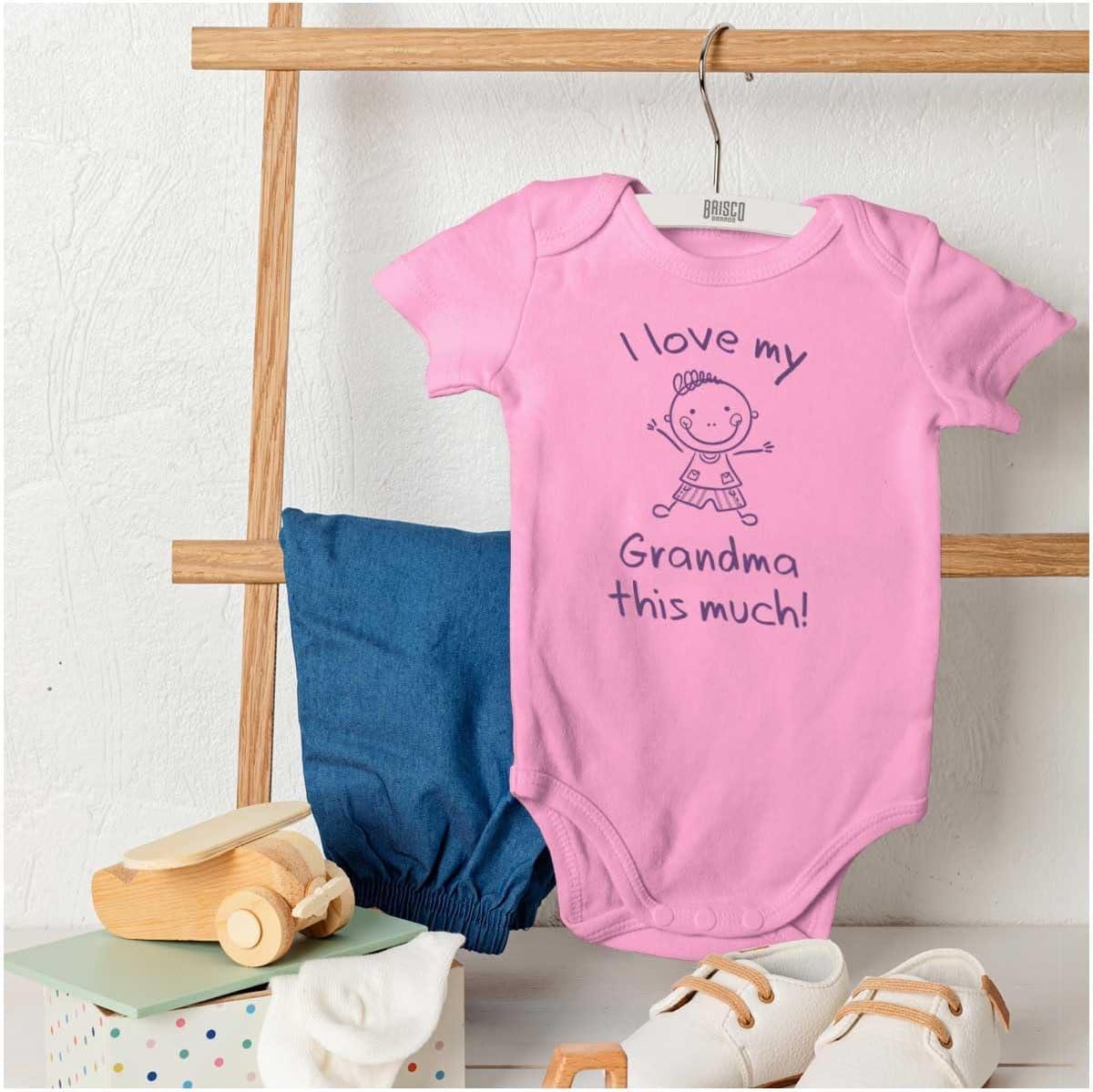 imageBrisco Brands I Love My Grandma This Much Cute Baby Romper Boys or GirlsPink