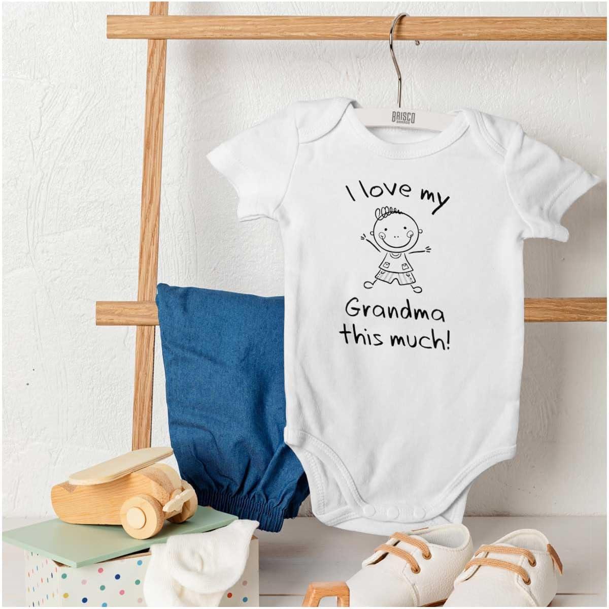 imageBrisco Brands I Love My Grandma This Much Cute Baby Romper Boys or GirlsWhite