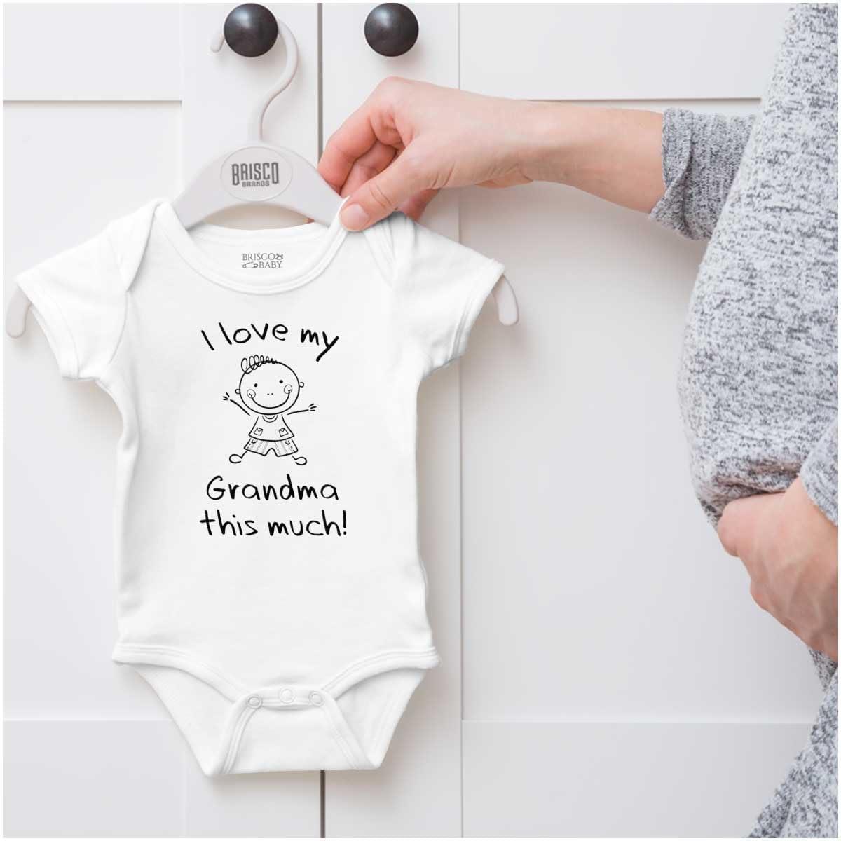 imageBrisco Brands I Love My Grandma This Much Cute Baby Romper Boys or GirlsWhite