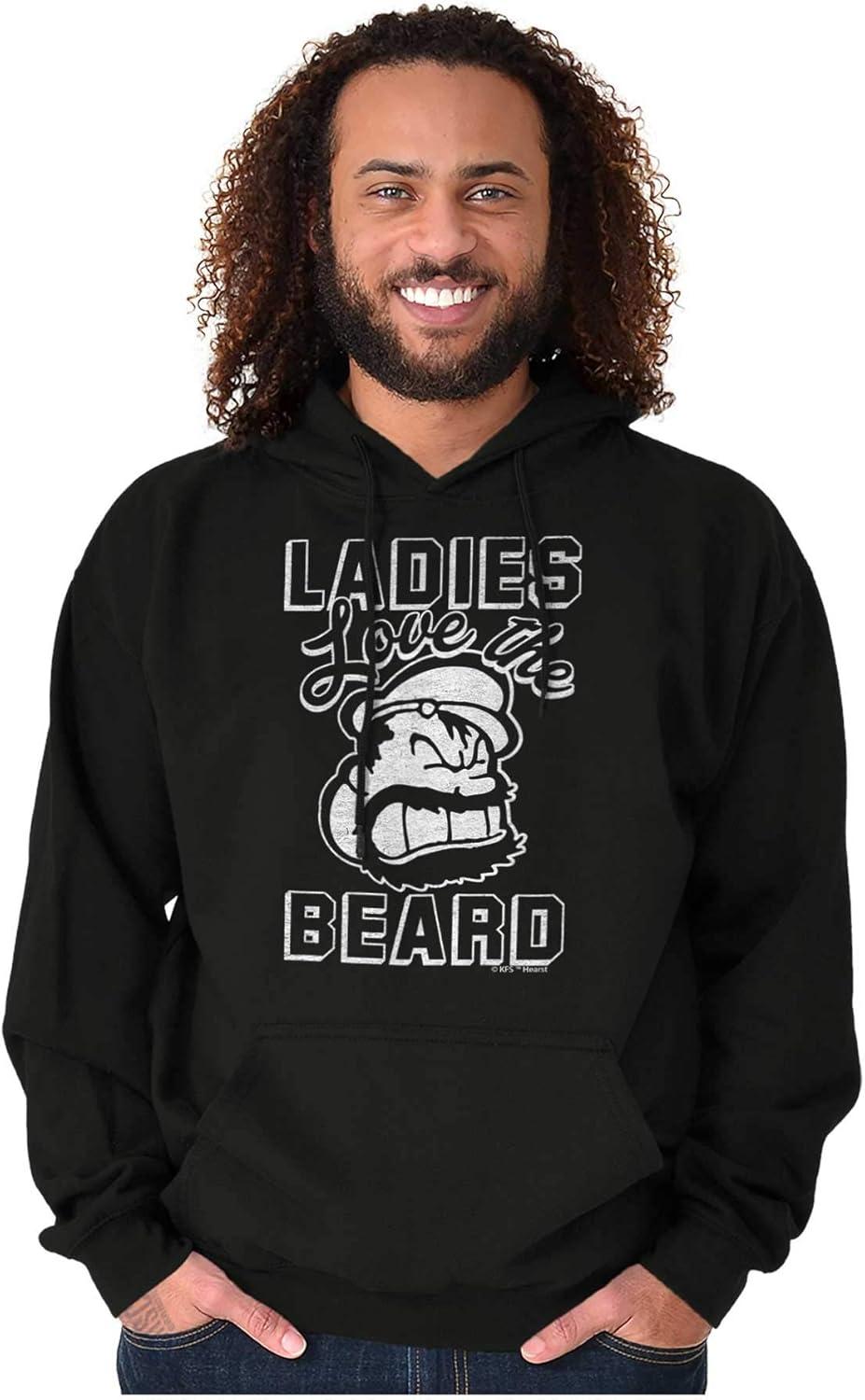 imageBrisco Brands Ladies Love Beards Funny Popeye Bluto Hoodie Hooded Sweatshirt MenBlack