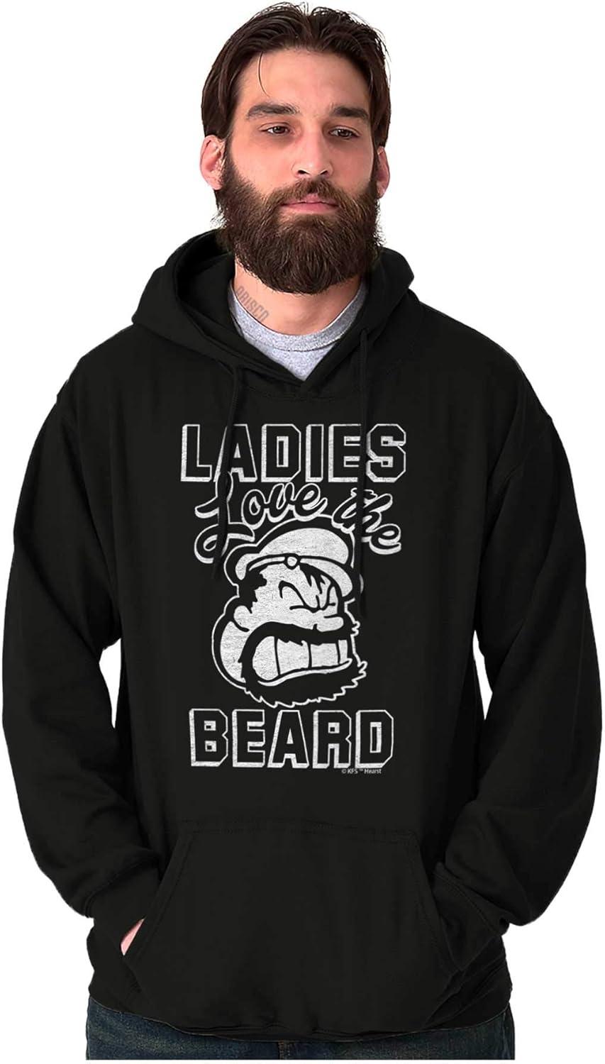 imageBrisco Brands Ladies Love Beards Funny Popeye Bluto Hoodie Hooded Sweatshirt MenBlack