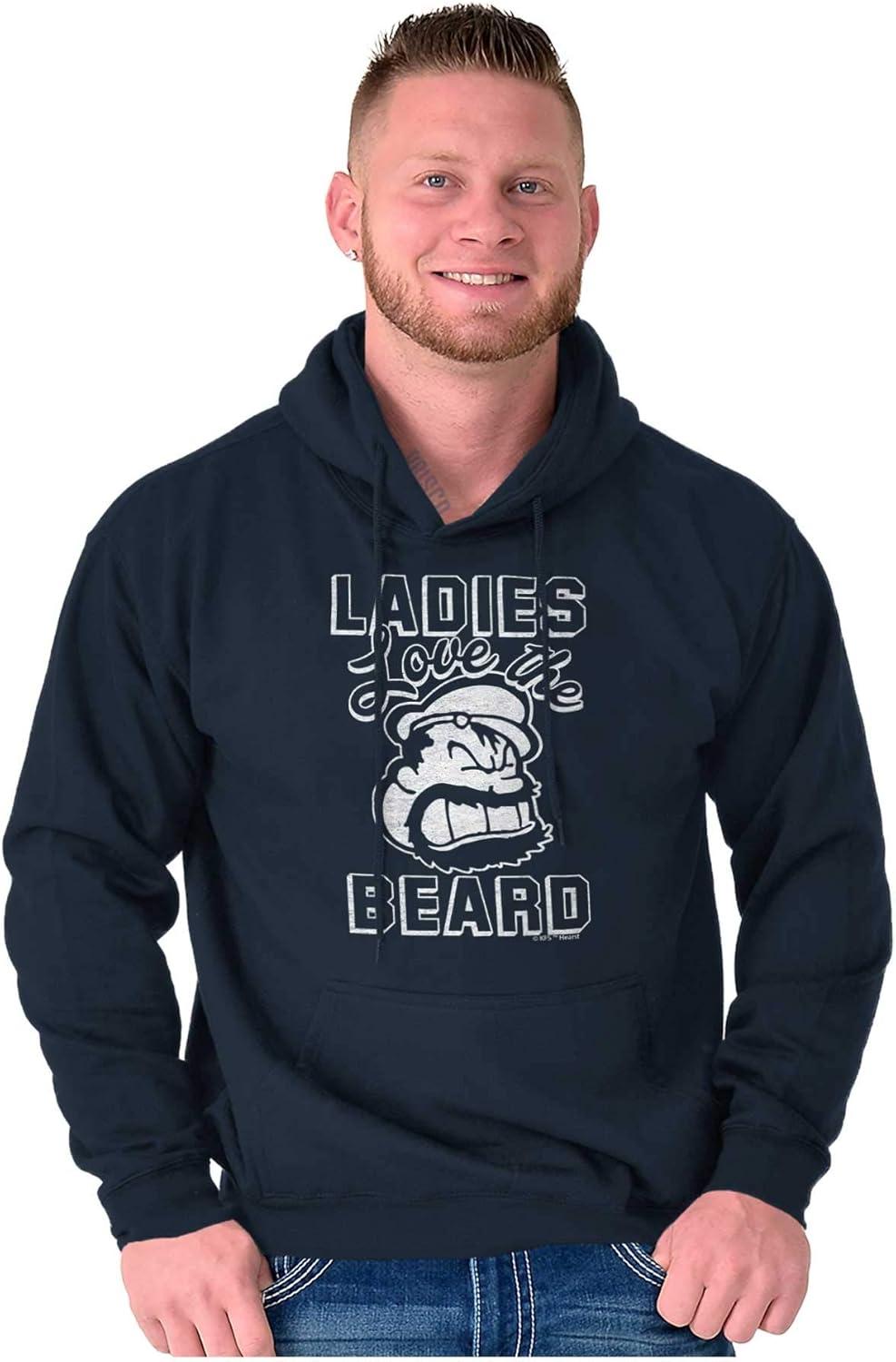 imageBrisco Brands Ladies Love Beards Funny Popeye Bluto Hoodie Hooded Sweatshirt MenNavy