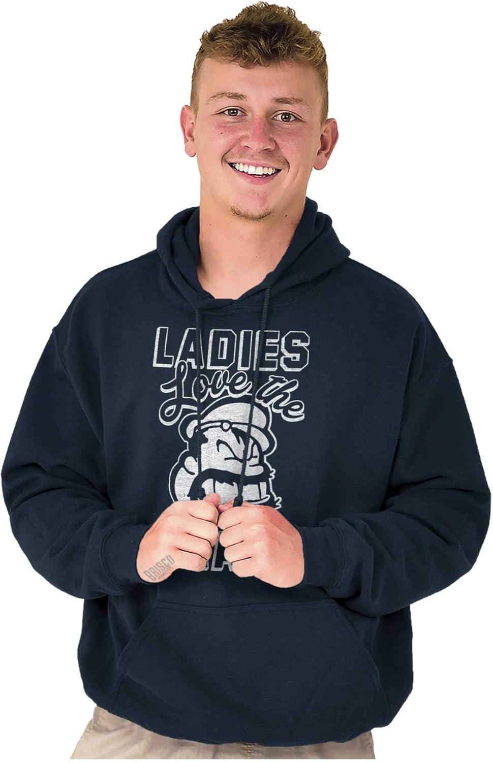 imageBrisco Brands Ladies Love Beards Funny Popeye Bluto Hoodie Hooded Sweatshirt MenNavy