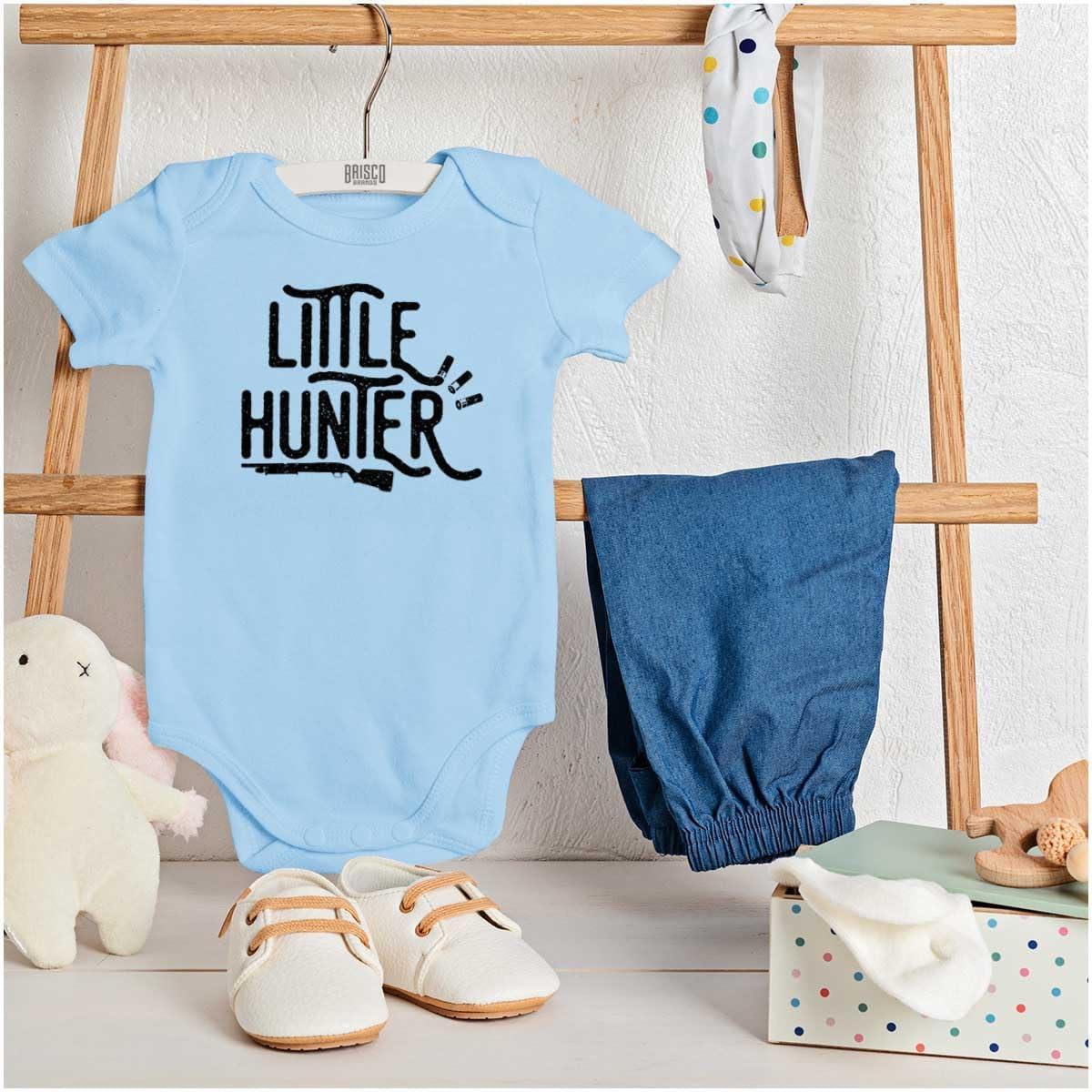 imageBrisco Brands Little Hunter Cute Kiddos Hunting Baby Romper Boys or GirlsLight Blue