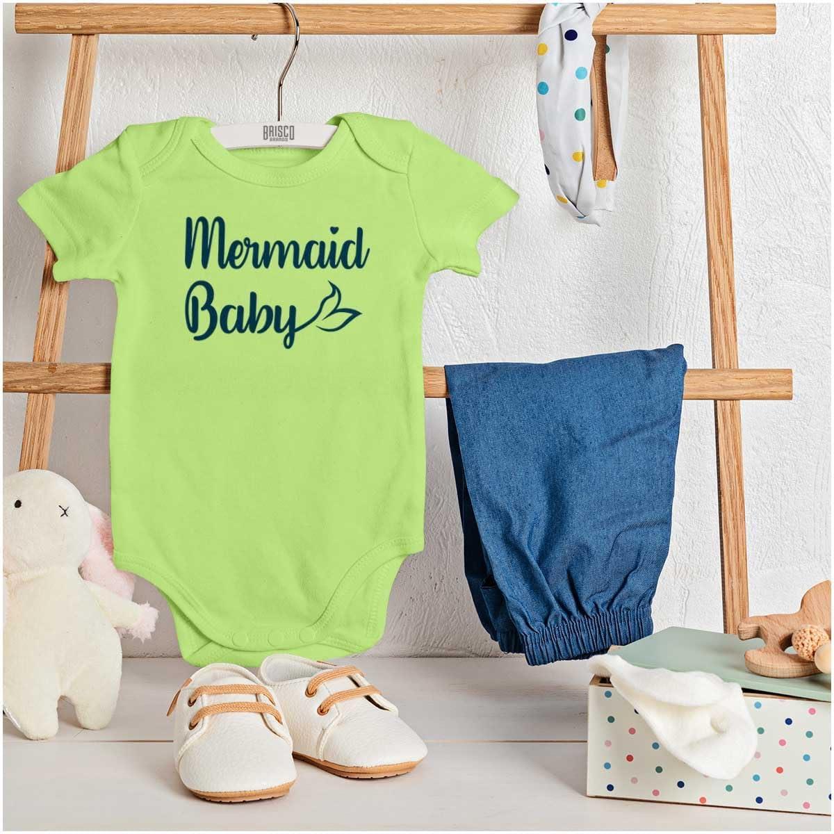 imageBrisco Brands Mermaid Baby Ocean Sea Princess Baby Bodysuit Jumper GirlsKey Lime