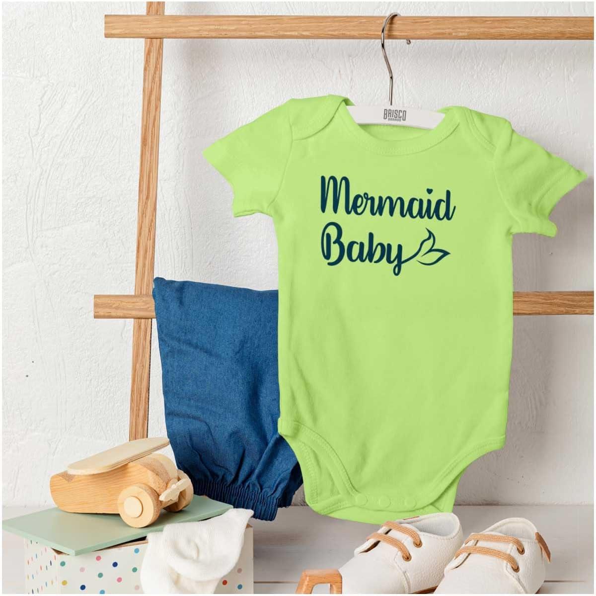 imageBrisco Brands Mermaid Baby Ocean Sea Princess Baby Bodysuit Jumper GirlsKey Lime