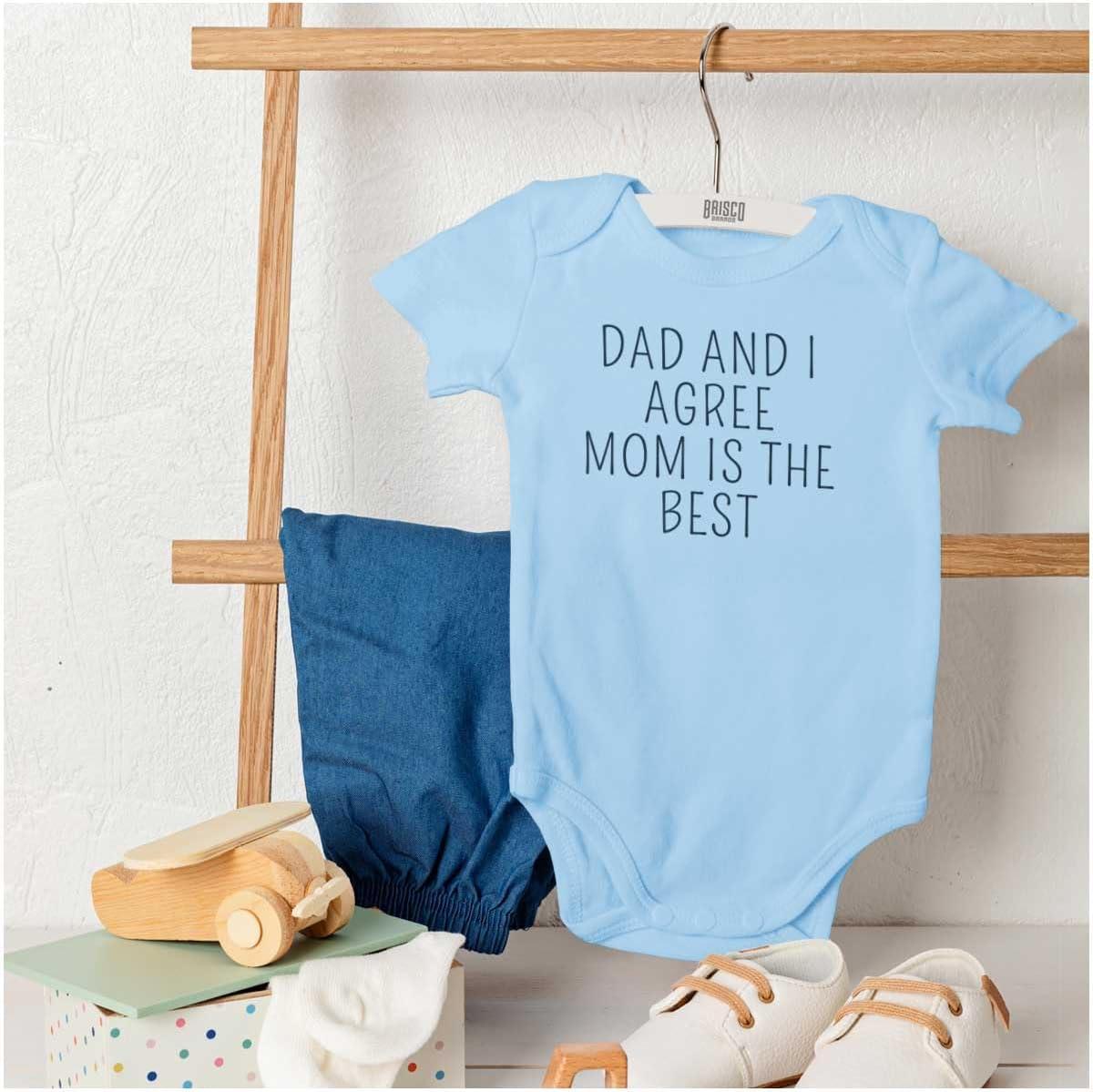 imageBrisco Brands Mom is the Best Cute Adorable Baby Romper Boys or GirlsLight Blue
