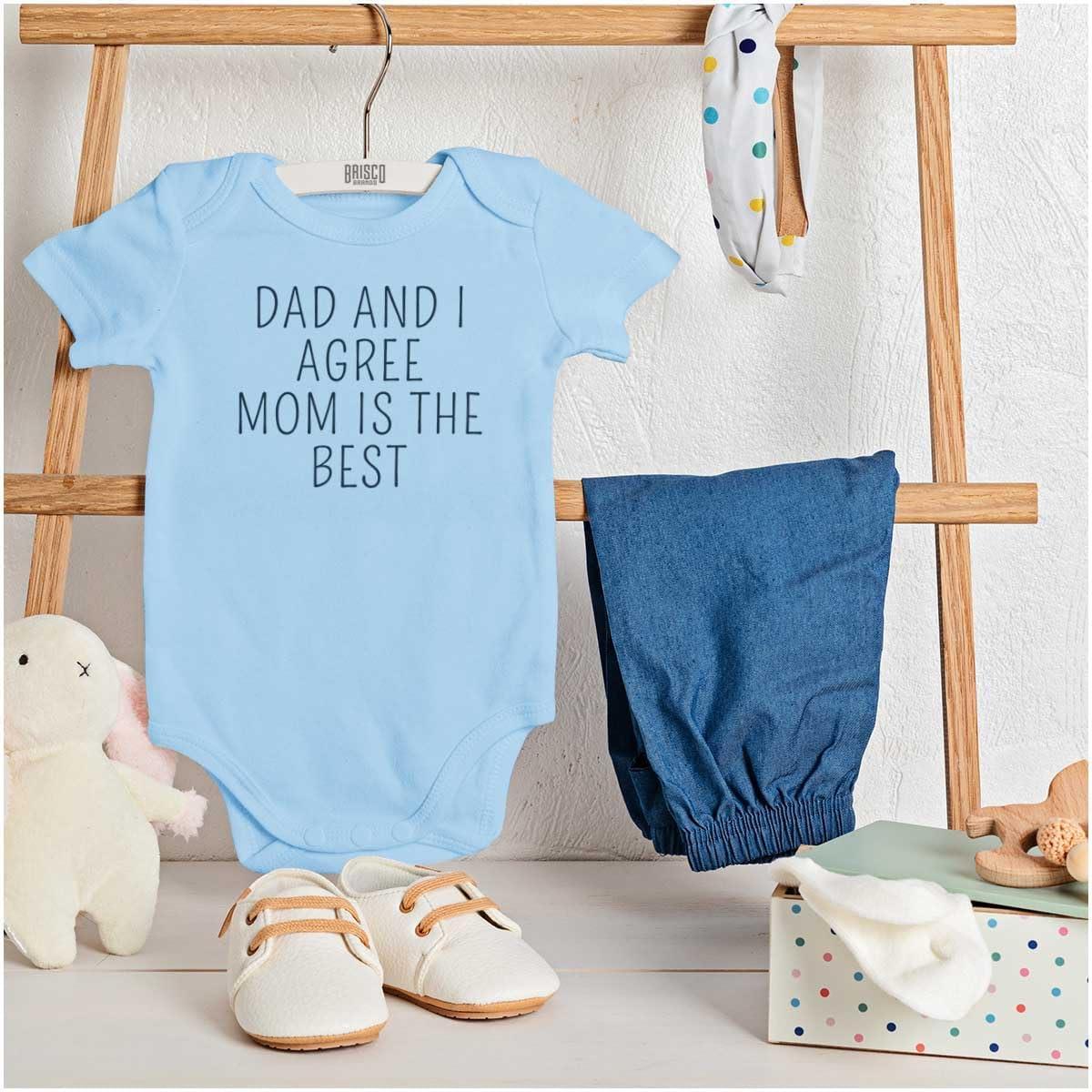 imageBrisco Brands Mom is the Best Cute Adorable Baby Romper Boys or GirlsLight Blue