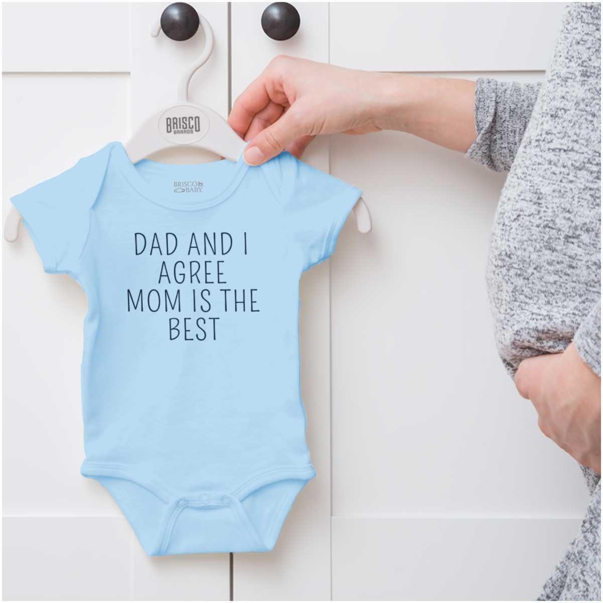 imageBrisco Brands Mom is the Best Cute Adorable Baby Romper Boys or GirlsLight Blue