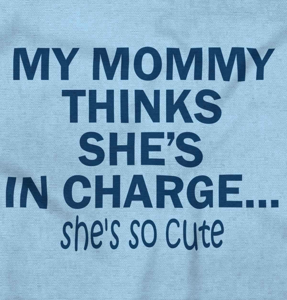 imageBrisco Brands Mommy Thinks Shes in Charge Funny Baby Romper Boys or GirlsLight Blue