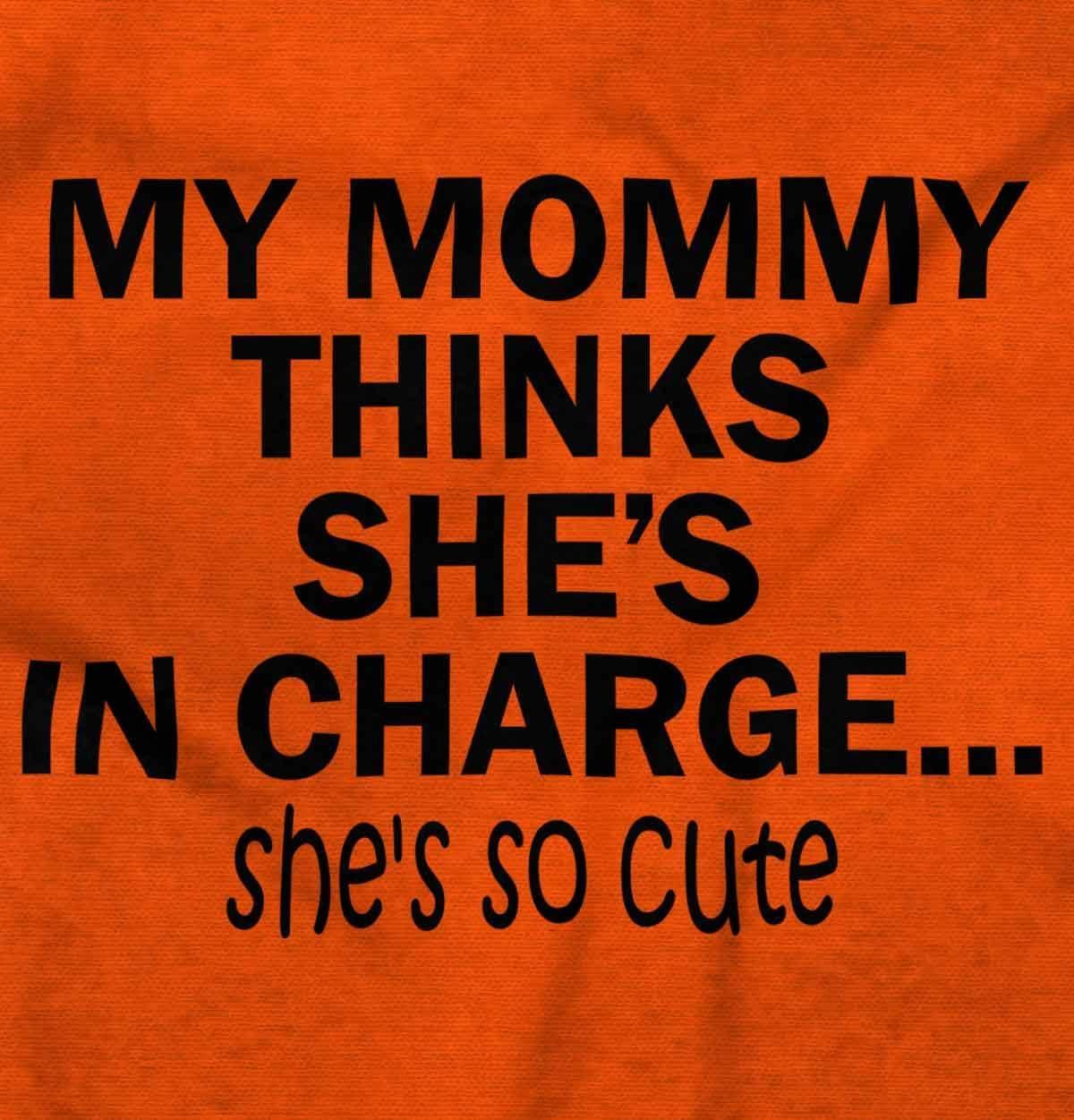 imageBrisco Brands Mommy Thinks Shes in Charge Funny Baby Romper Boys or GirlsOrange