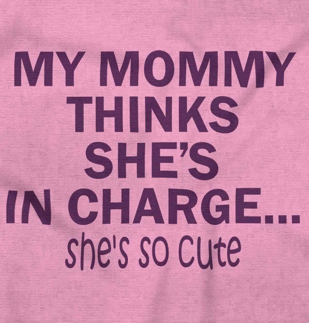 imageBrisco Brands Mommy Thinks Shes in Charge Funny Baby Romper Boys or GirlsPink