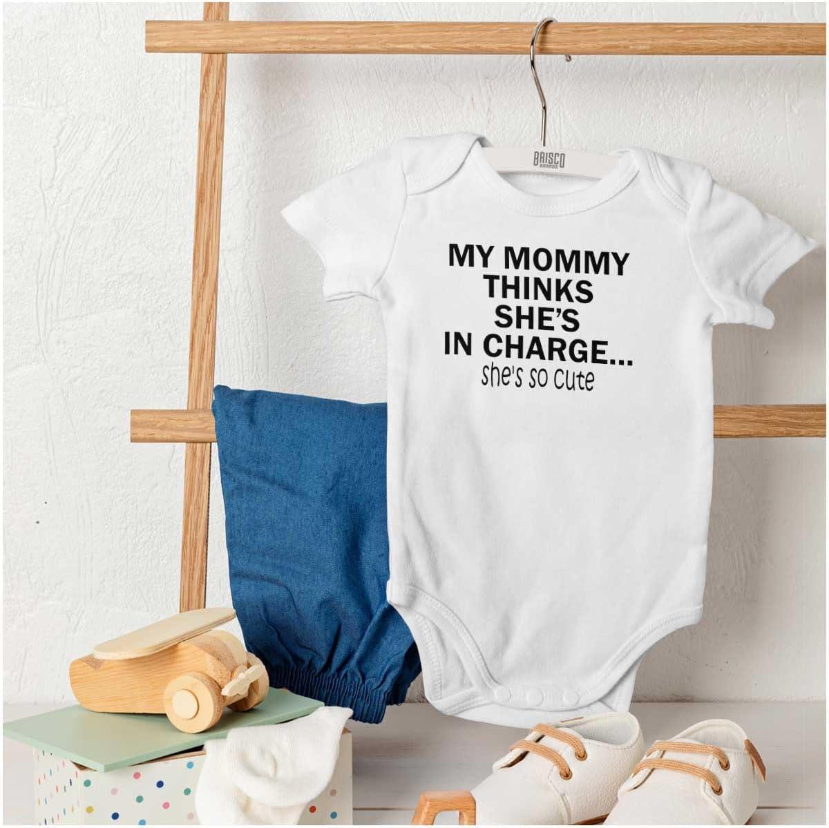 imageBrisco Brands Mommy Thinks Shes in Charge Funny Baby Romper Boys or GirlsWhite