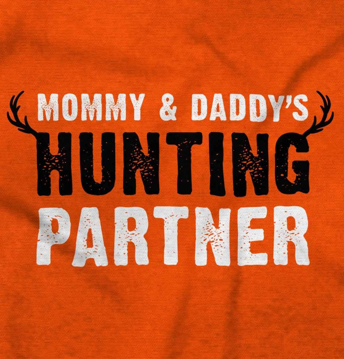 imageBrisco Brands Mommy and Daddys Hunting Partner Baby Romper Boys or GirlsOrange