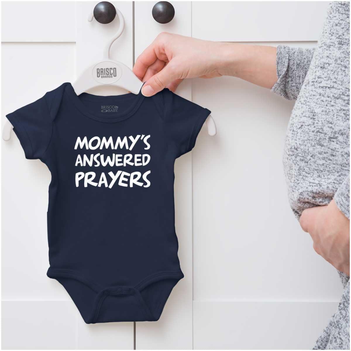 imageBrisco Brands Mommys Answered Prayer Religious Baby Romper Boys or GirlsNavy
