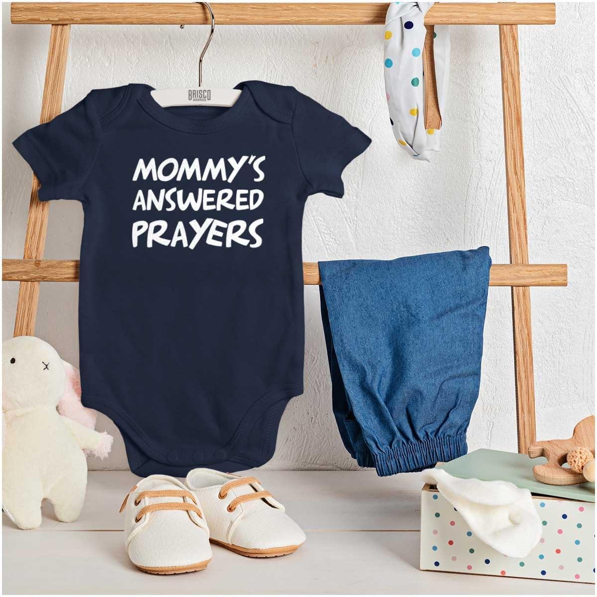 imageBrisco Brands Mommys Answered Prayer Religious Baby Romper Boys or GirlsNavy