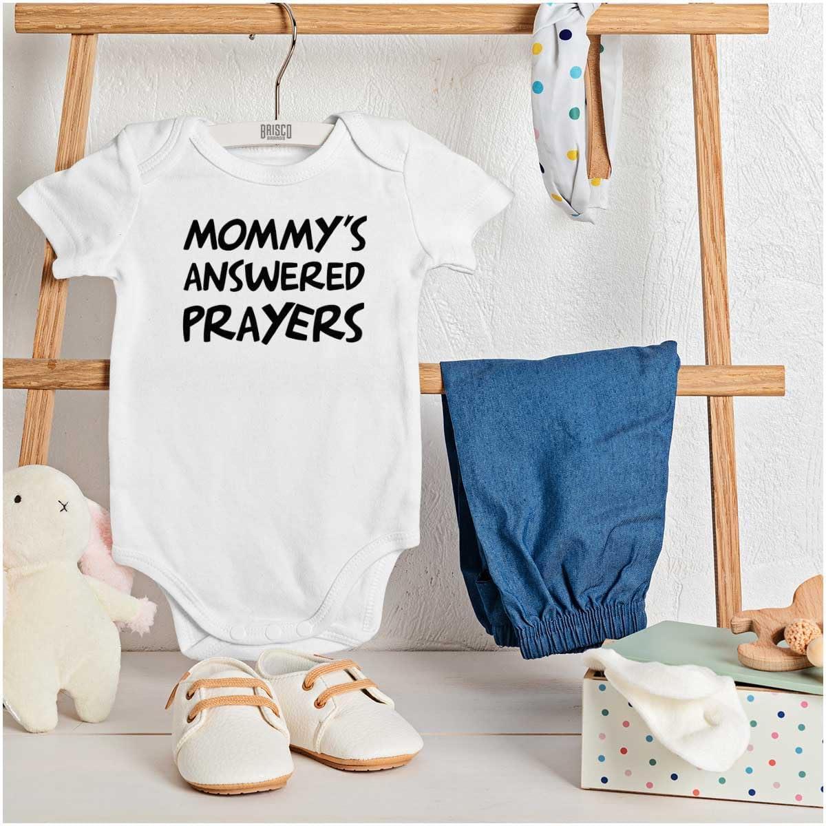 imageBrisco Brands Mommys Answered Prayer Religious Baby Romper Boys or GirlsWhite