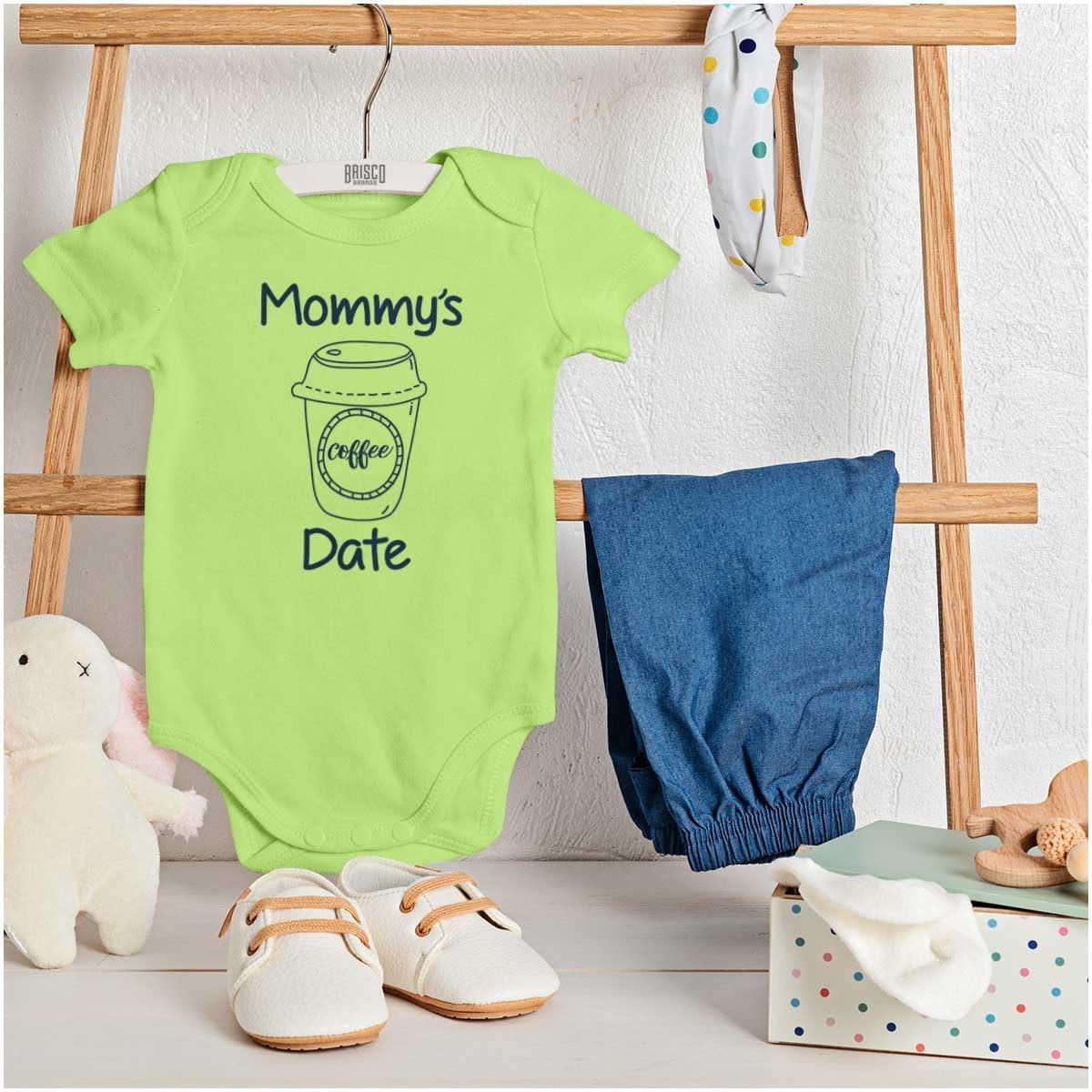 imageBrisco Brands Mommys Coffee Date Cute Adorable Baby Romper Boys or GirlsKey Lime