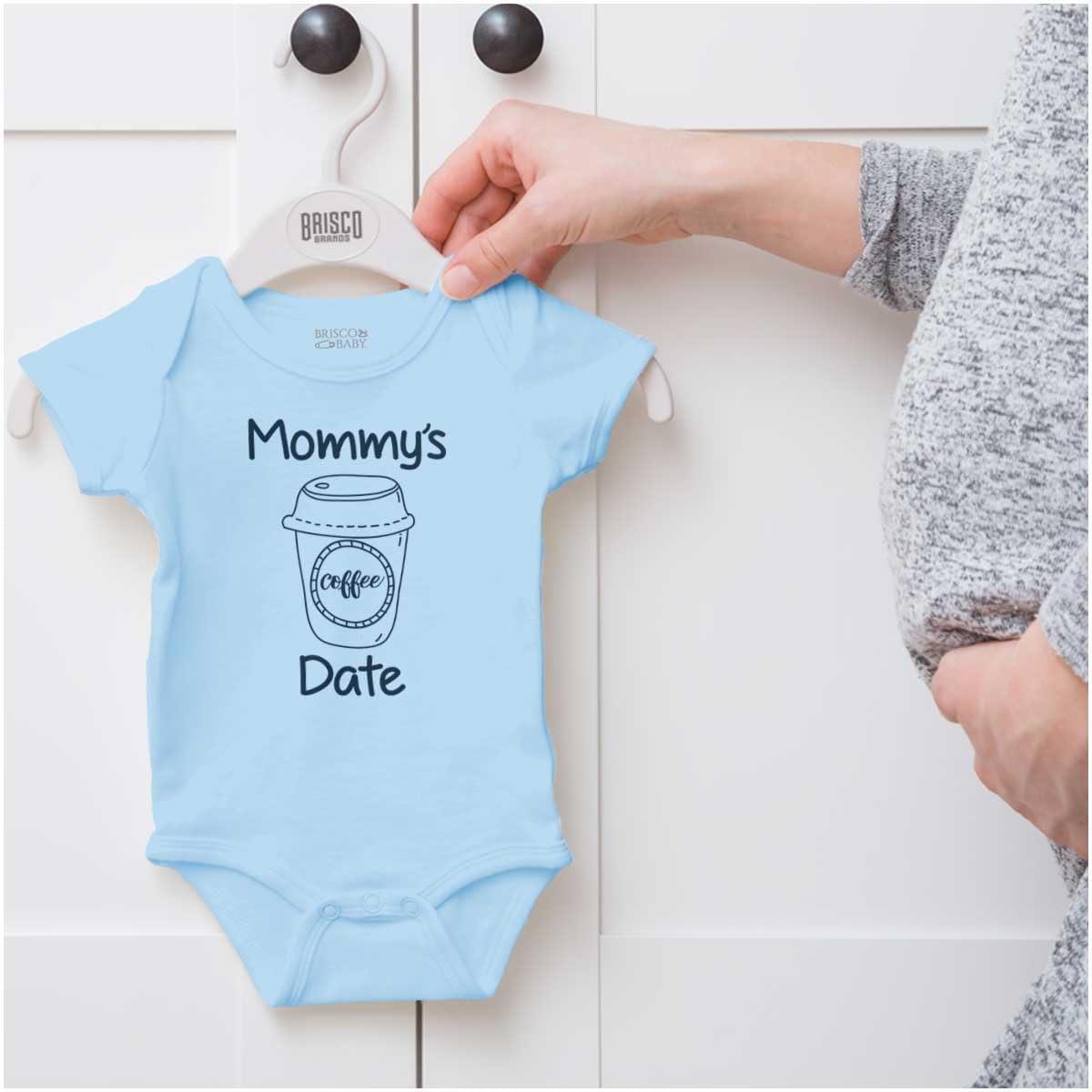 imageBrisco Brands Mommys Coffee Date Cute Adorable Baby Romper Boys or GirlsLight Blue