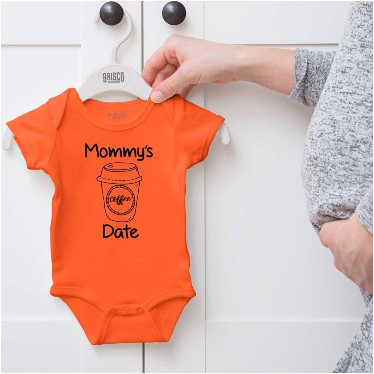 imageBrisco Brands Mommys Coffee Date Cute Adorable Baby Romper Boys or GirlsOrange