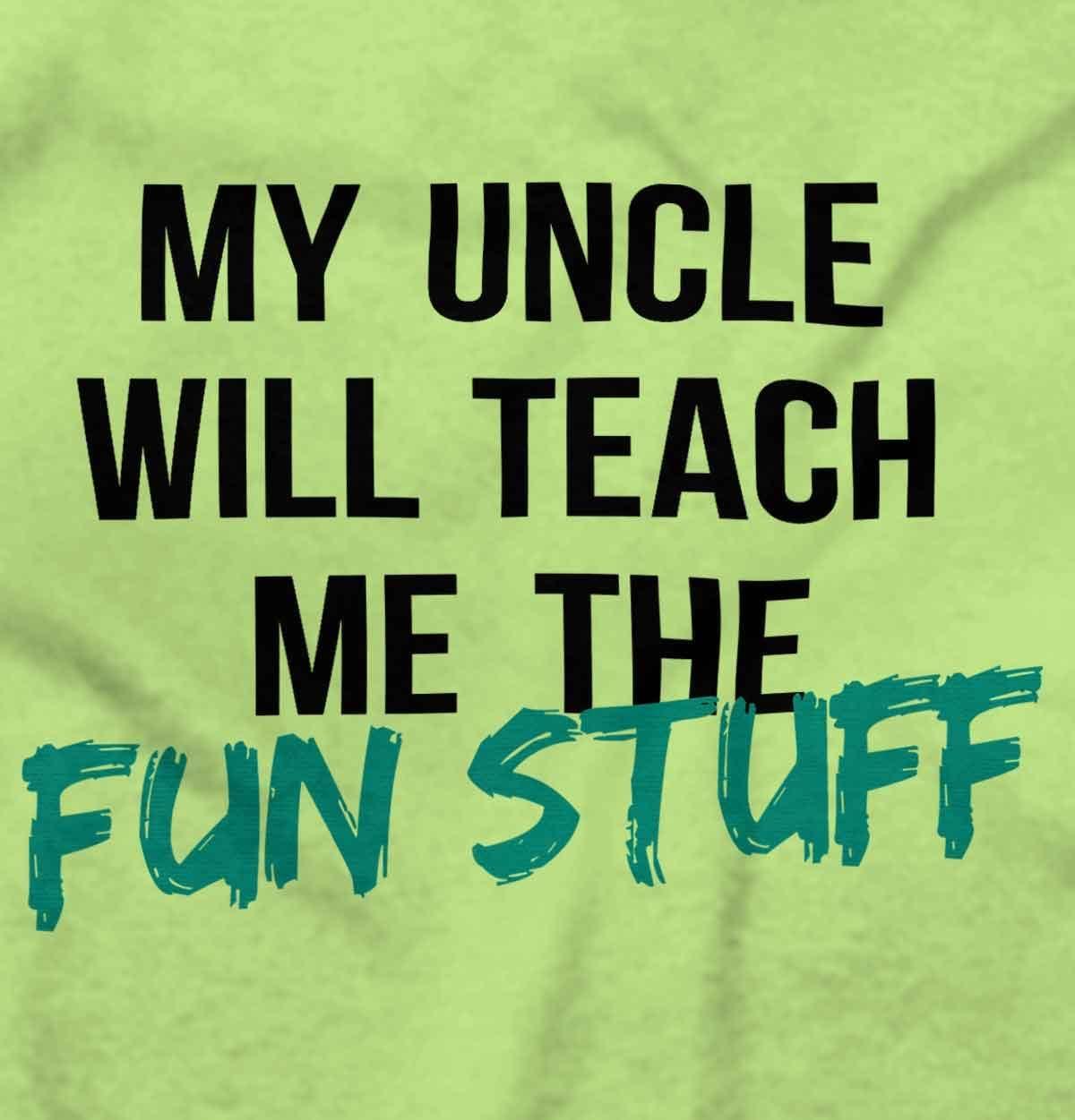 imageBrisco Brands My Uncle Will Teach Me The Fun Stuff Baby Romper Boys or GirlsKey Lime