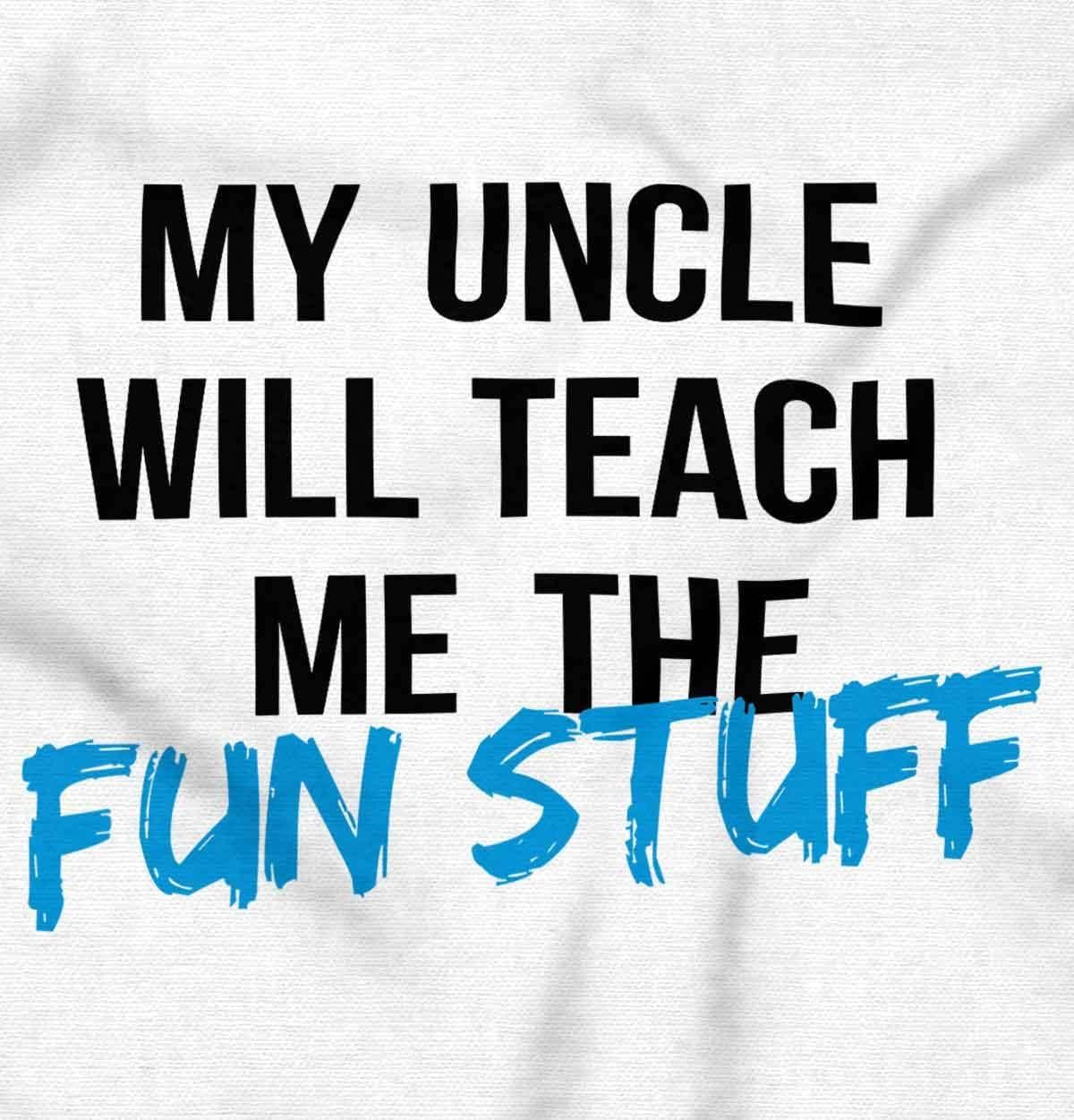 imageBrisco Brands My Uncle Will Teach Me The Fun Stuff Baby Romper Boys or GirlsWhite