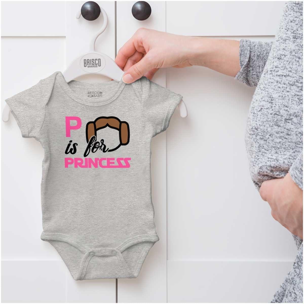 imageBrisco Brands P is for Princess Dark Galaxy Ruler Baby Bodysuit Jumper GirlsHeather
