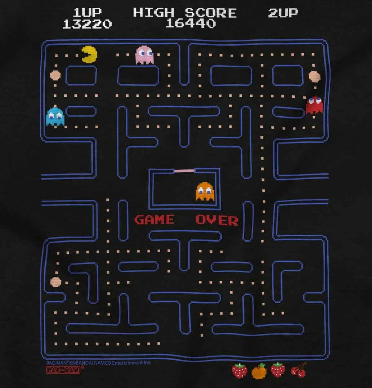 imageBrisco Brands PACMAN Game Over Retro Video Gaming Baby Romper Boys or GirlsBlack