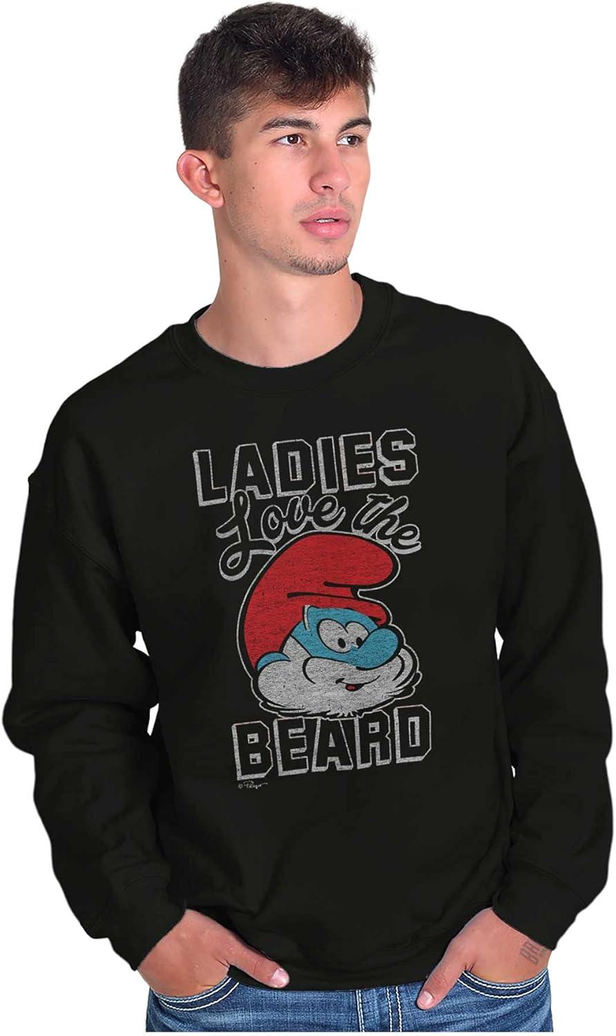 imageBrisco Brands Papa Smurf Ladies Love the Beard Cool Mens Crewneck SweatshirtBlack