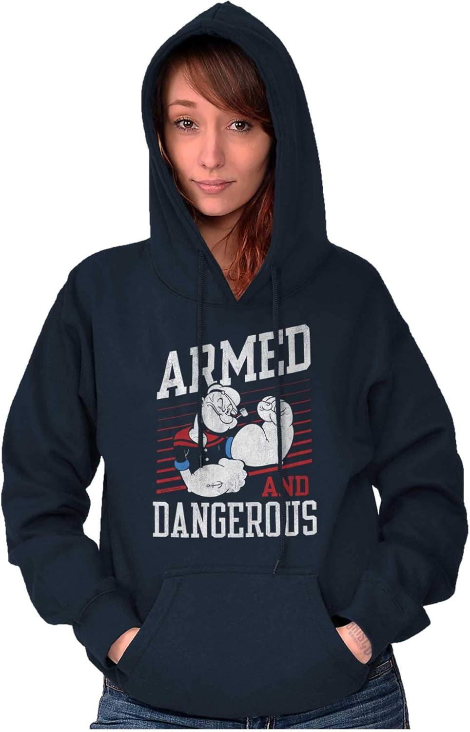 imageBrisco Brands Popeye Armed Dangerous Biceps Workout Hoodie Sweatshirt Women MenNavy