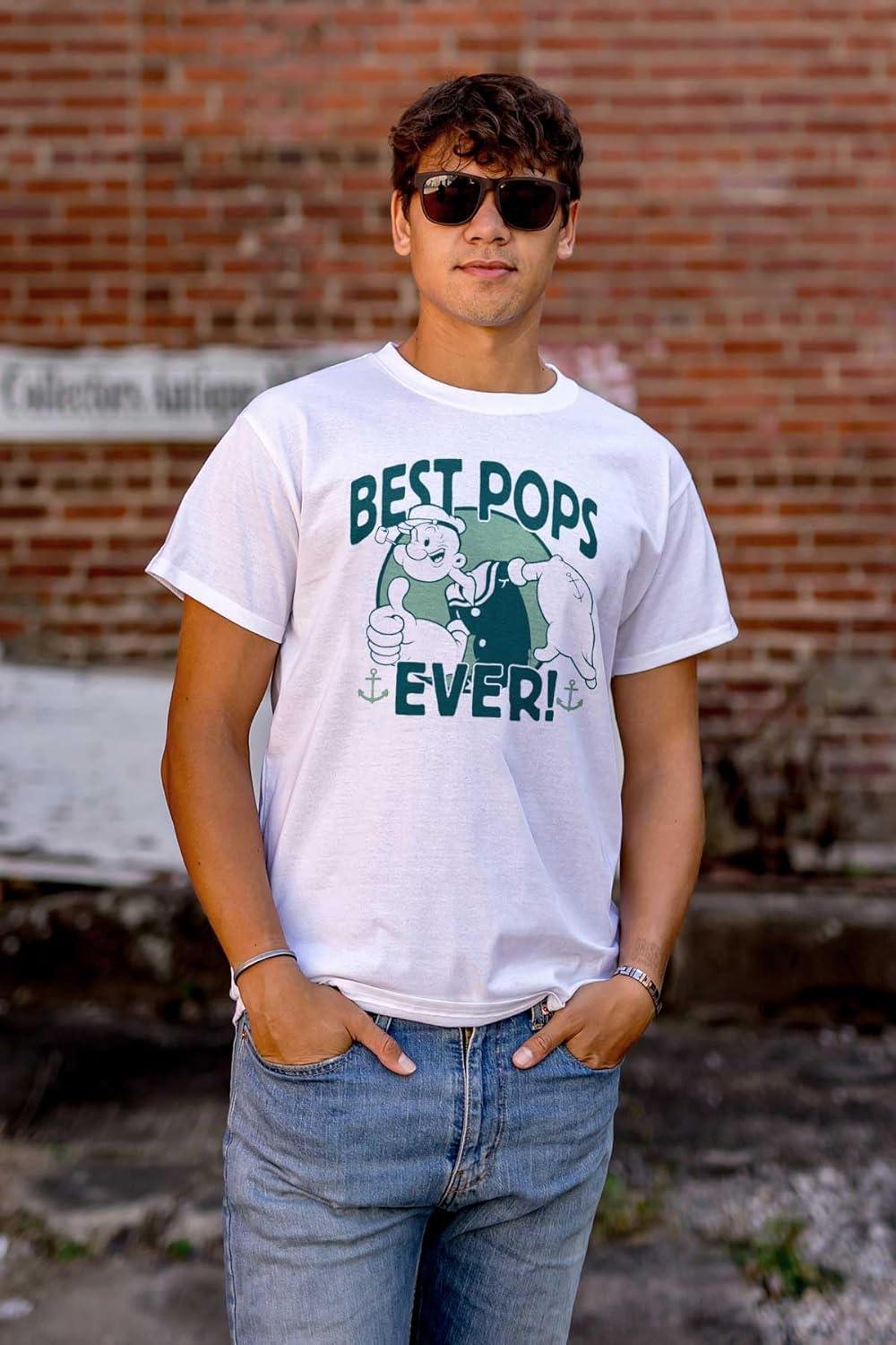 imageBrisco Brands Popeye Best Pops Ever Thumbs Up Mens Graphic T Shirt TeesWhite