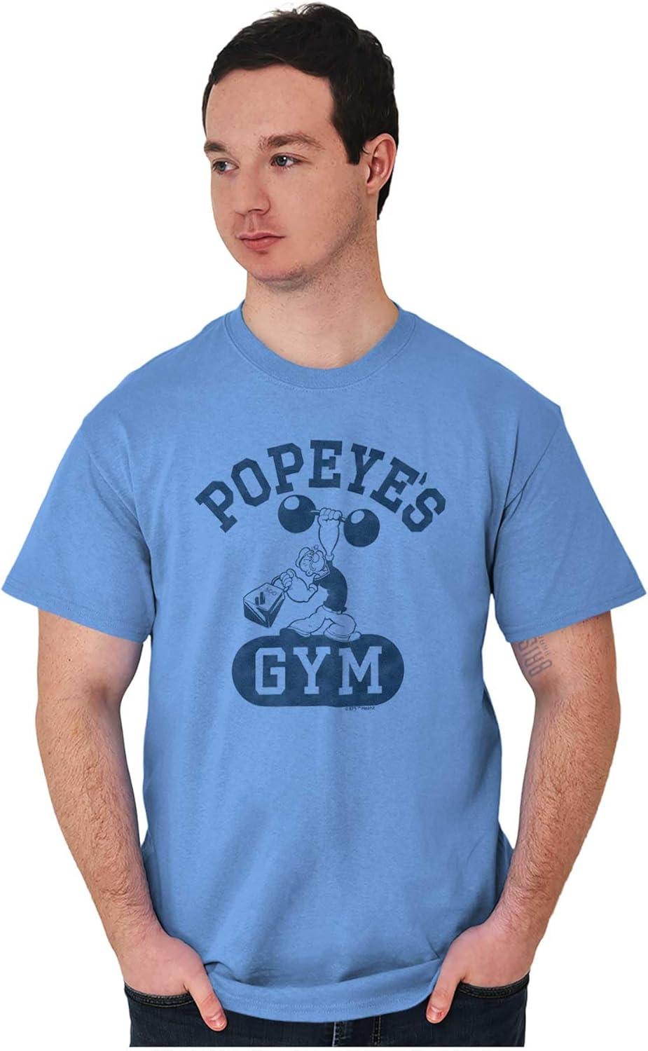 imageBrisco Brands Popeye Body Builder Gym Workout Cool Graphic T Shirt Men or WomenLight Blue
