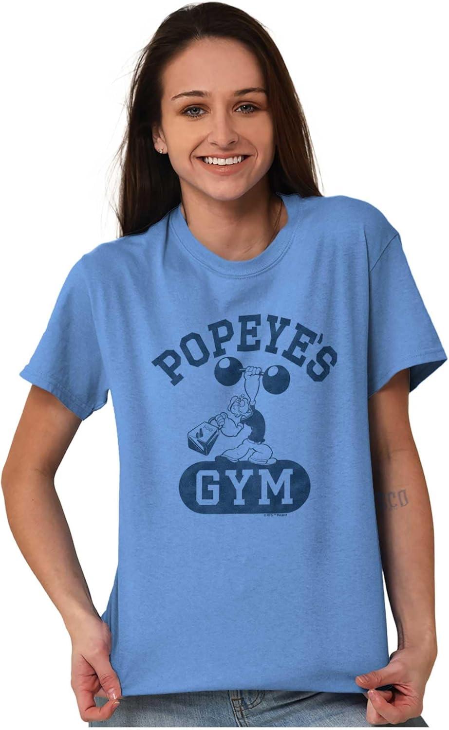 imageBrisco Brands Popeye Body Builder Gym Workout Cool Graphic T Shirt Men or WomenLight Blue