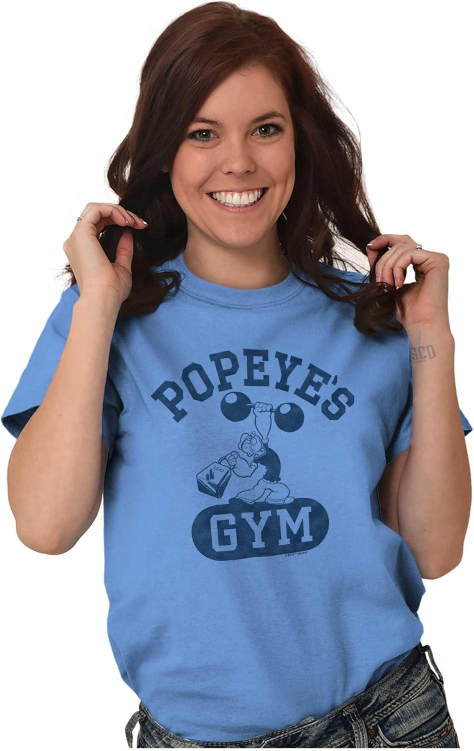 imageBrisco Brands Popeye Body Builder Gym Workout Cool Graphic T Shirt Men or WomenLight Blue
