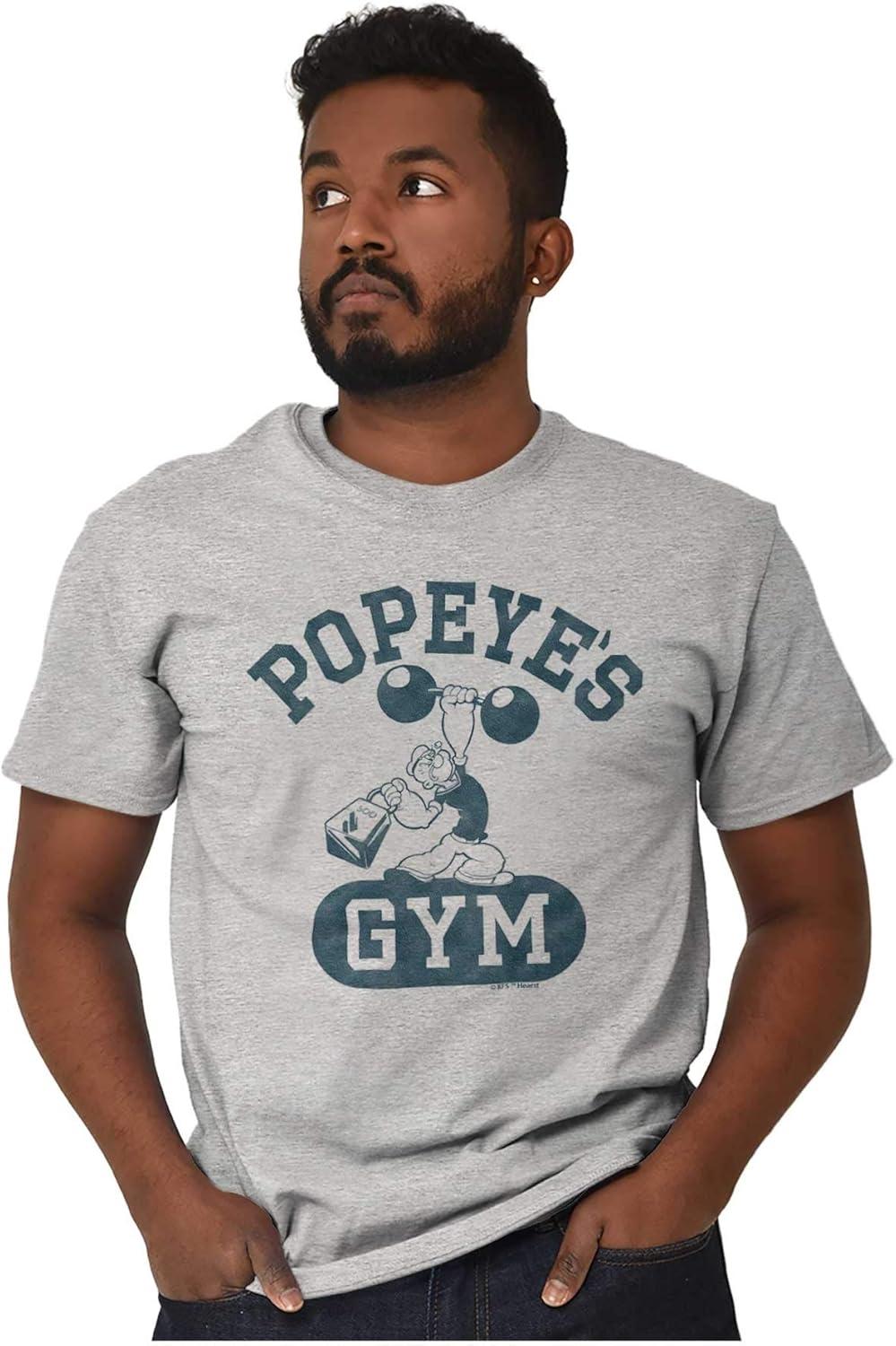 imageBrisco Brands Popeye Body Builder Gym Workout Cool Graphic T Shirt Men or WomenSport Grey