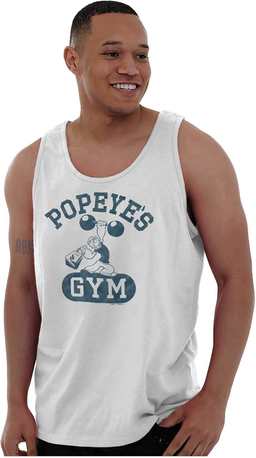 imageBrisco Brands Popeye Body Builder Gym Workout Cool Tank Top T Shirts Men WomenWhite