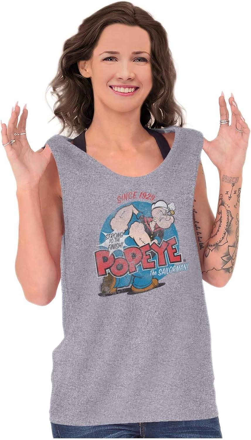 imageBrisco Brands Popeye Sailor Man Since 1929 Retro Tank Top Sleeveless Tee MenSport Grey