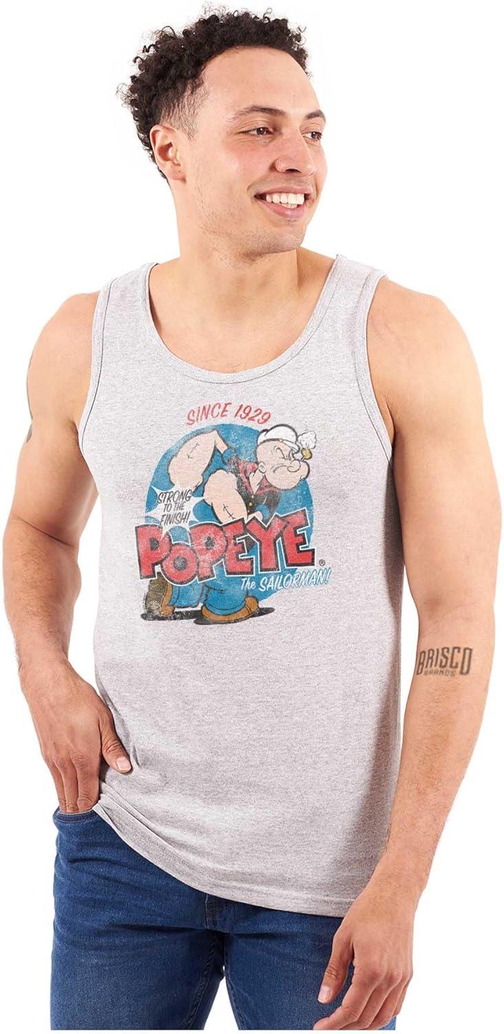 imageBrisco Brands Popeye Sailor Man Since 1929 Retro Tank Top Sleeveless Tee MenSport Grey