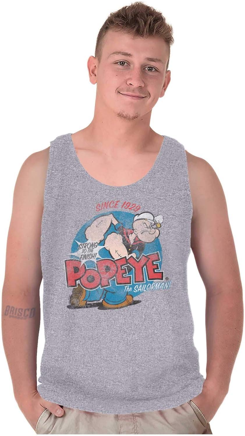 imageBrisco Brands Popeye Sailor Man Since 1929 Retro Tank Top Sleeveless Tee MenSport Grey