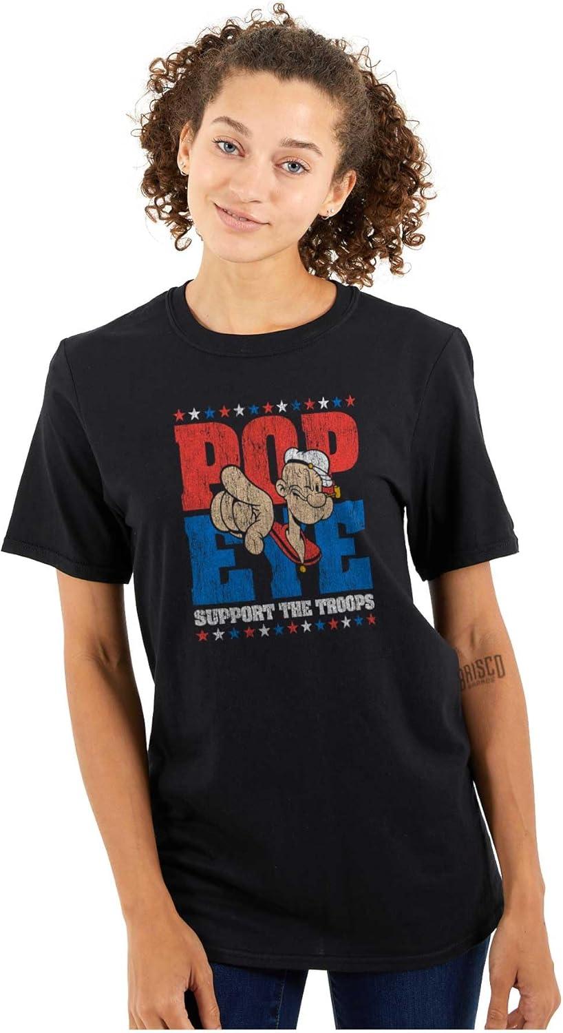 imageBrisco Brands Popeye Sailor Man Support The Troops Graphic T Shirt Men or WomenBlack