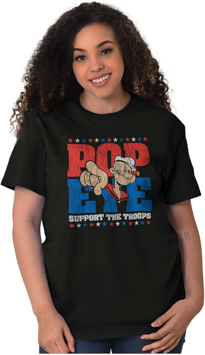 imageBrisco Brands Popeye Sailor Man Support The Troops Graphic T Shirt Men or WomenBlack