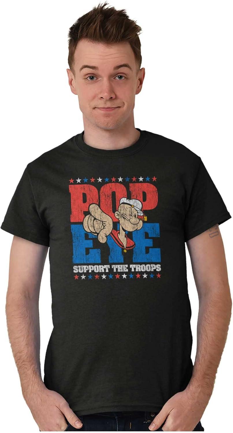 imageBrisco Brands Popeye Sailor Man Support The Troops Graphic T Shirt Men or WomenBlack