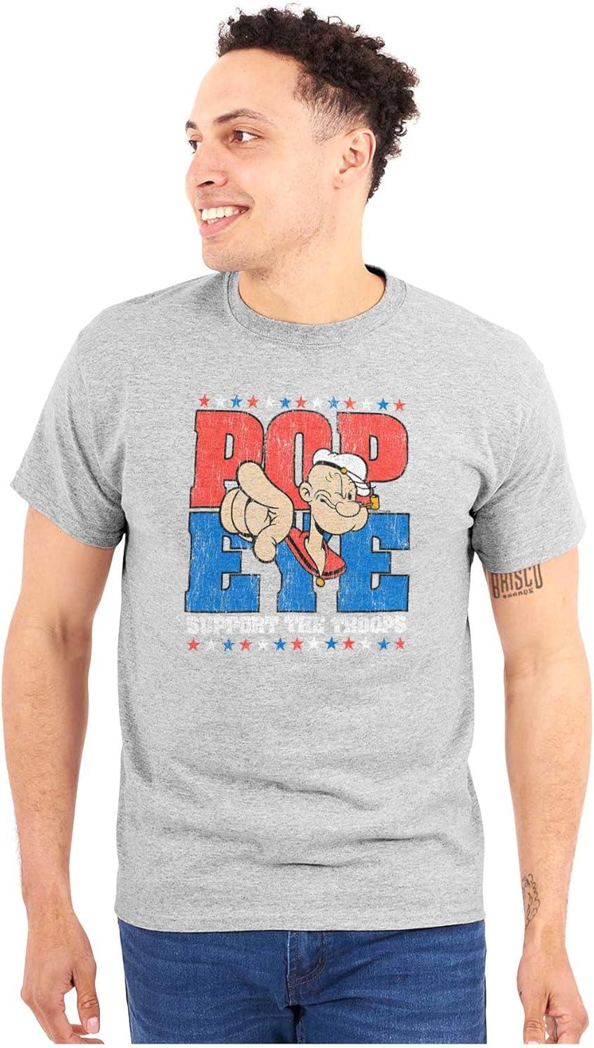 imageBrisco Brands Popeye Sailor Man Support The Troops Graphic T Shirt Men or WomenSport Grey