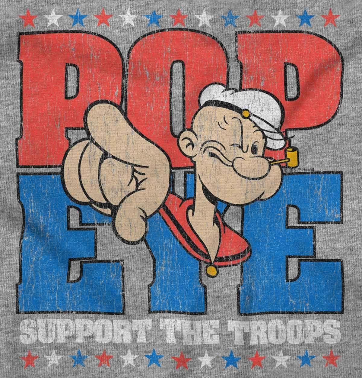 imageBrisco Brands Popeye Sailor Man Support The Troops Graphic T Shirt Men or WomenSport Grey