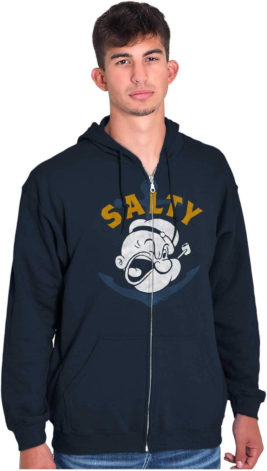 imageBrisco Brands Popeye Sailor Salty Attitude Funny Zip Up Hoodie Mens WomensNavy